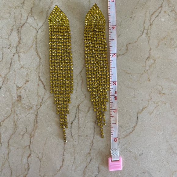 Yellow Statement Fringe Earrings - Picture 4 of 6